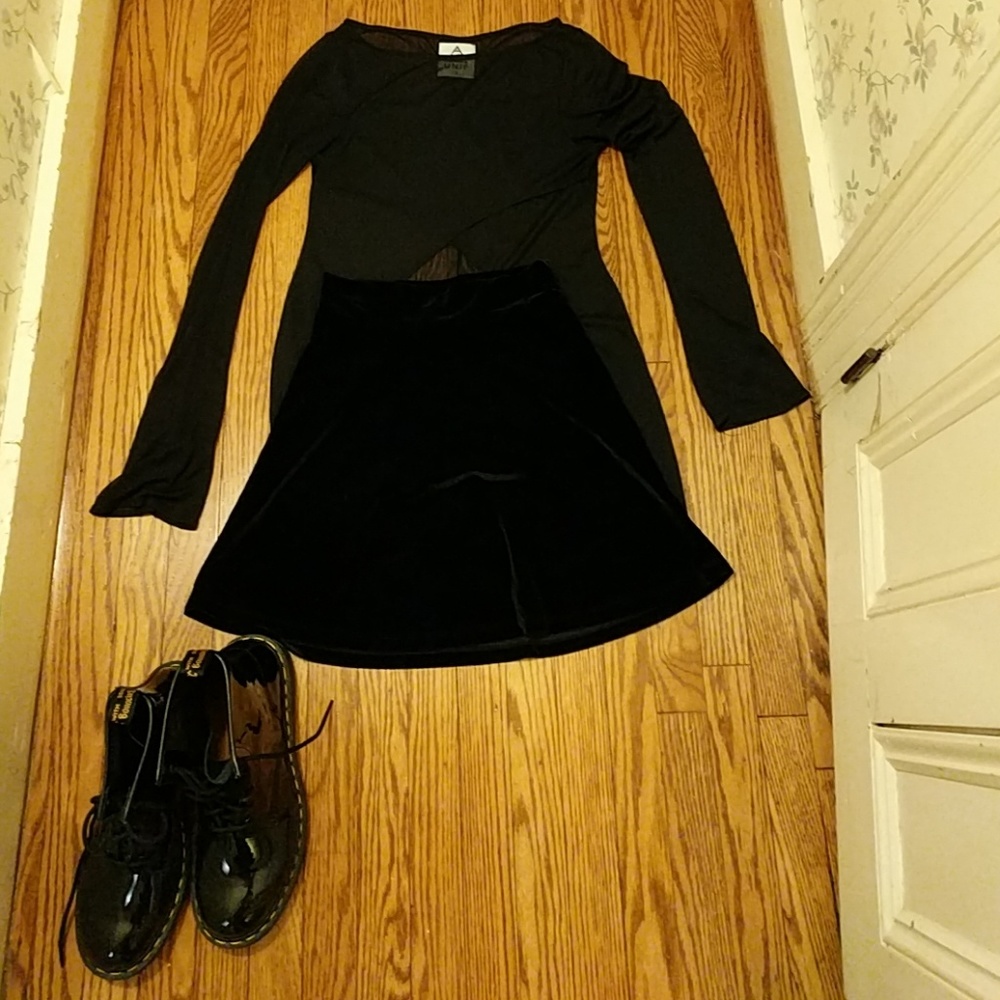 Black velvet skirt